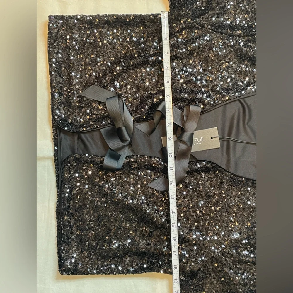 Rachel Zoe black sequins tie front crop top size M glitter Fairy